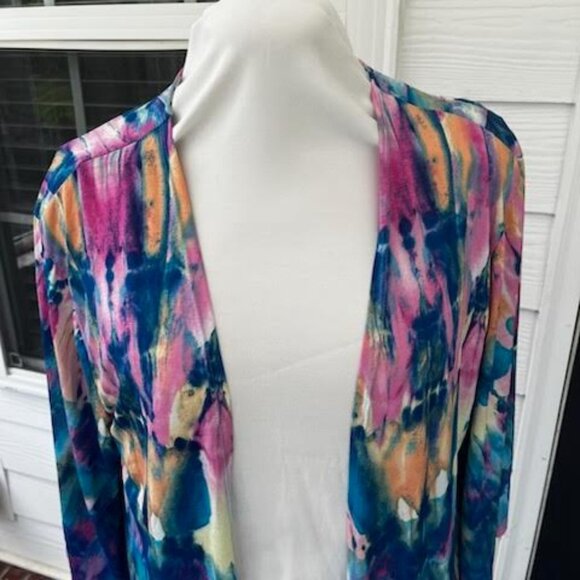 Honeyme Kimono Robe Tie Dye Women's Large Vibrant Lounge Bathing Suit Coverup - Picture 5 of 12